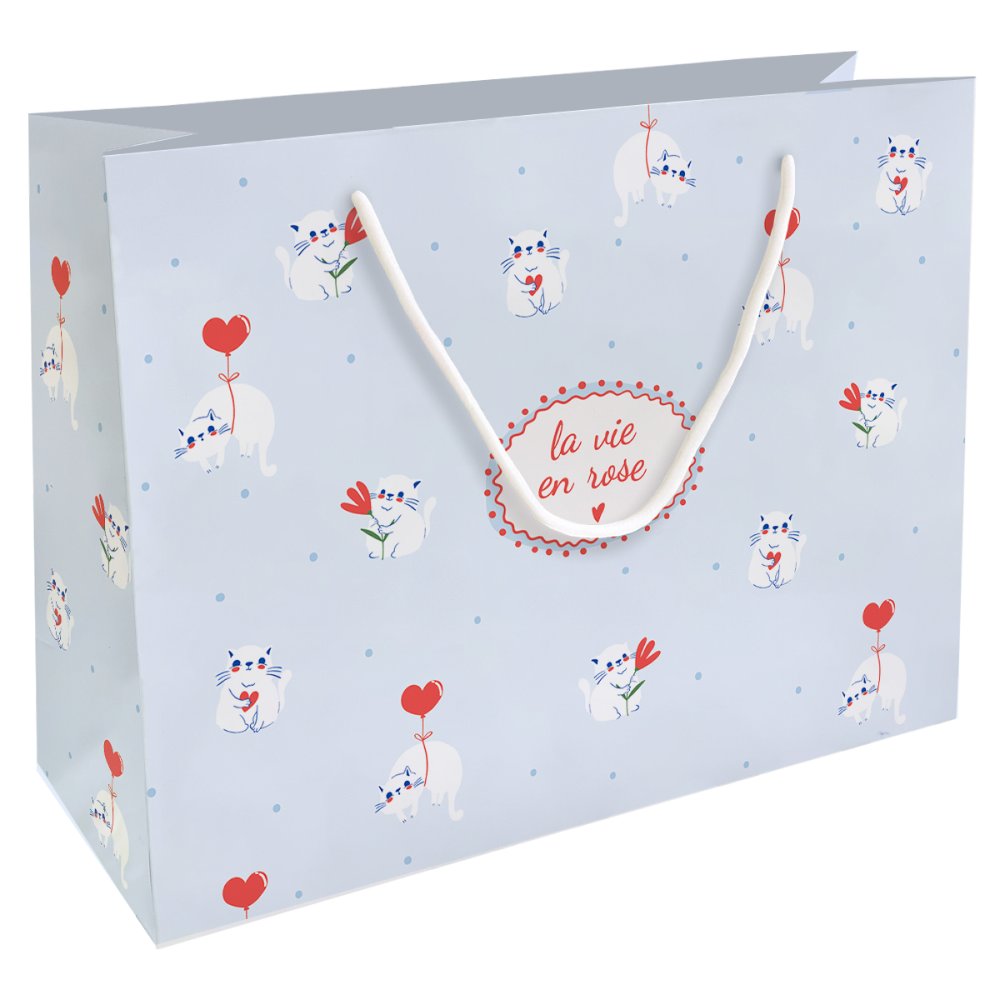 Пакет бумажный подарочный "Love", 36х26х12 см, голубой