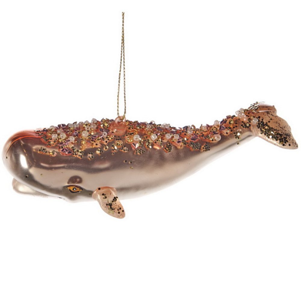 Украшение елочное "Кит" 12см, стекло/полирезин