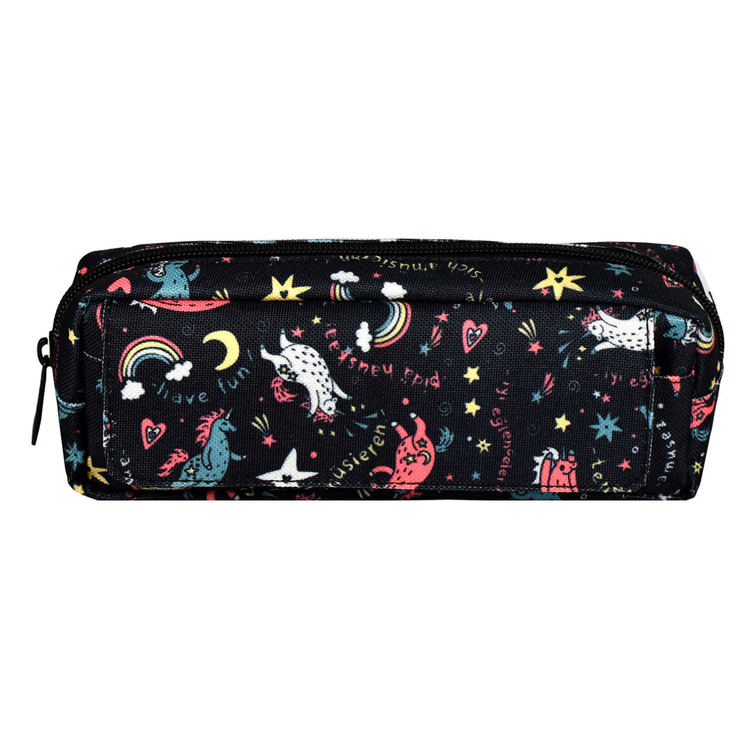 Пенал Феникс+ "Яркие фразы. Единороги" 1 отделение, черный - 4