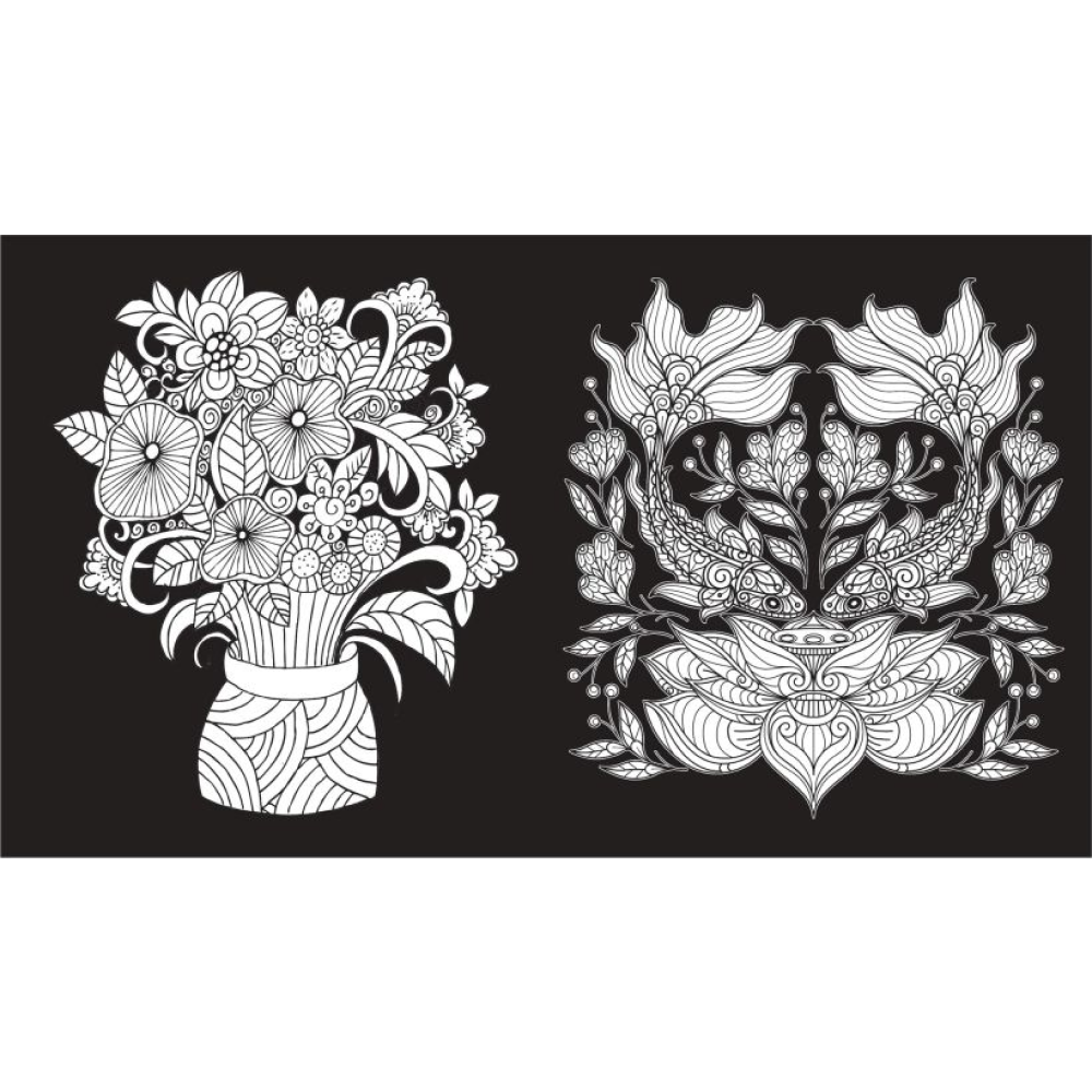 Раскраска "Раскраска на черном фоне. Чарующие цветы" - 4