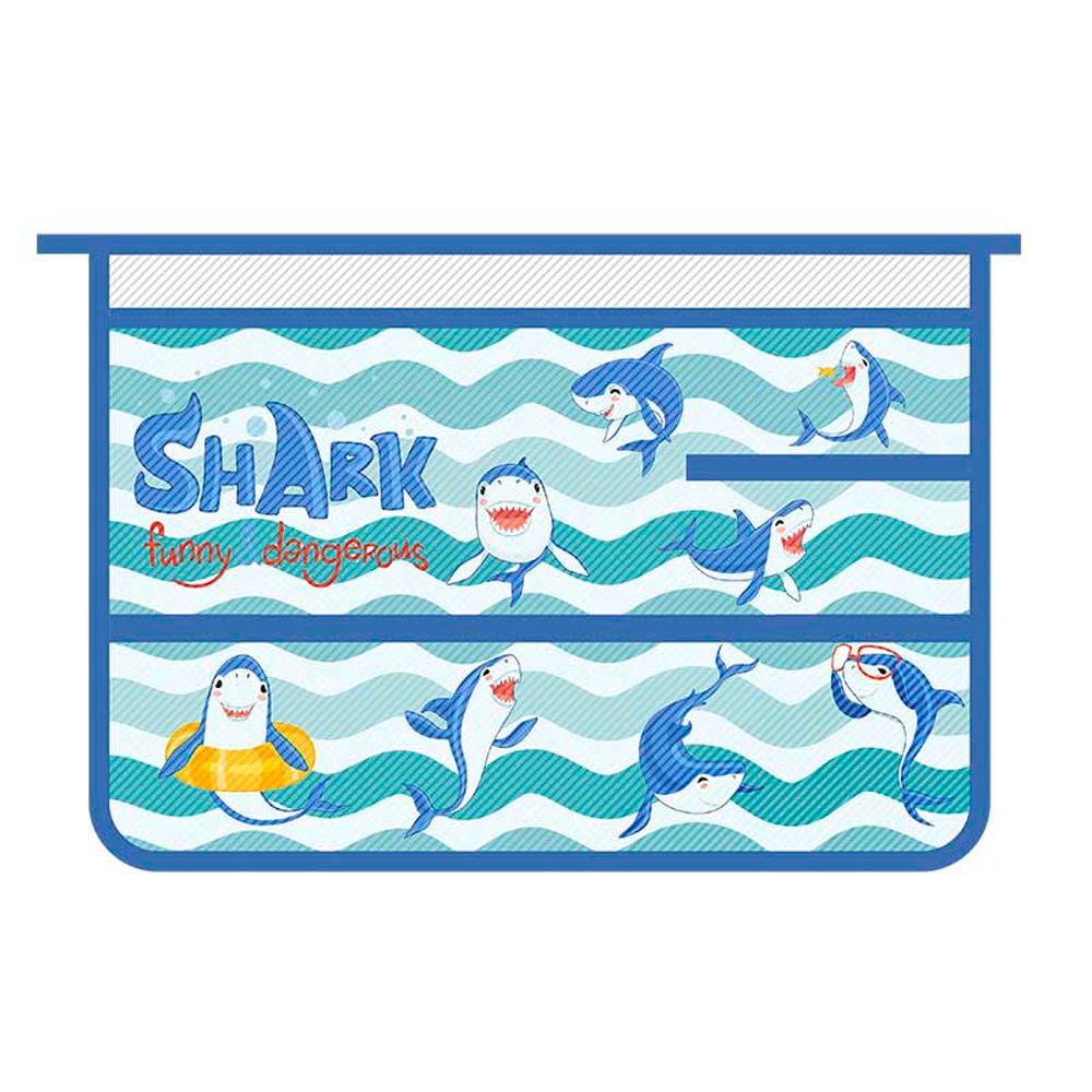 Папка для труда "Акулята 2021", А4, на молнии, пластик, синий