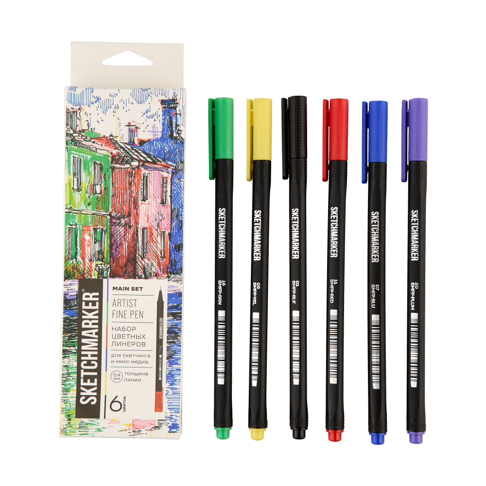 Ручка капиллярная "Sketchmarker Artist fine pen Main", 6 шт - 11