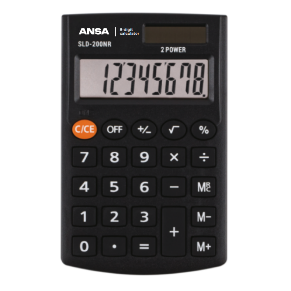 Калькулятор карманный Ansa "AN200NR", 8-разрядный, черный