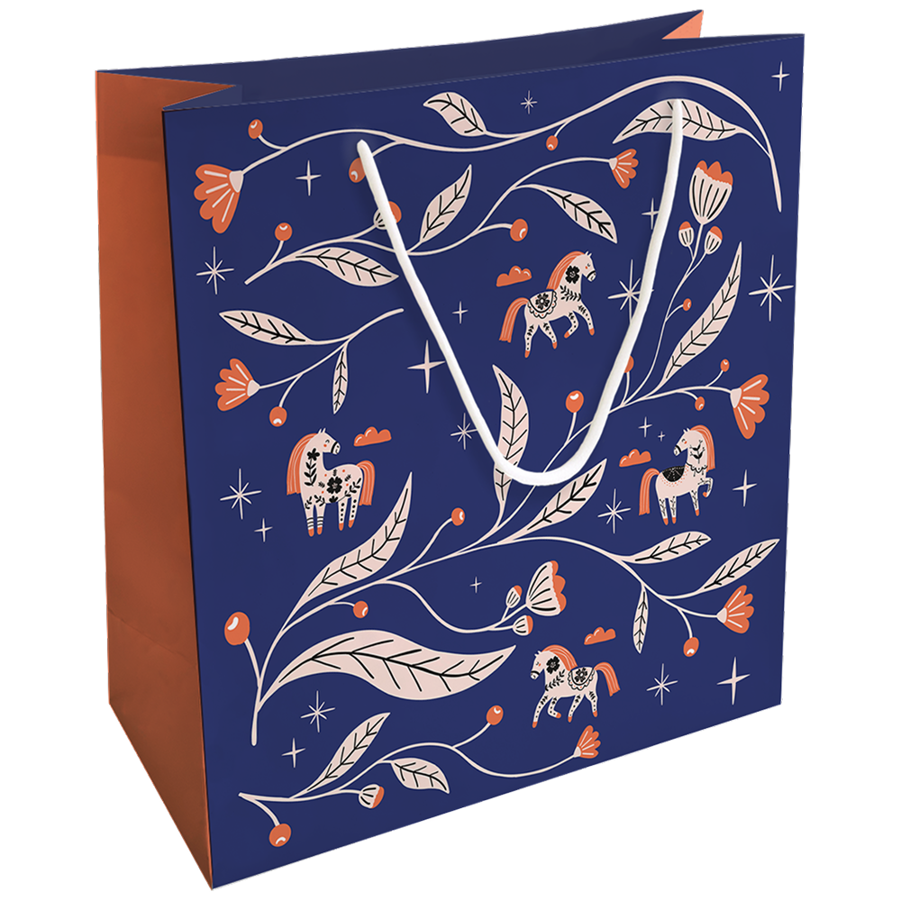 Пакет бумажный подарочный "Lucky", 32х32х12 см, синий