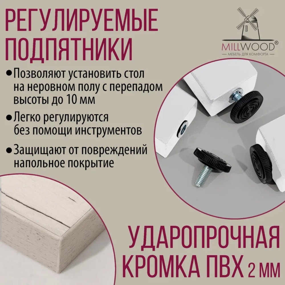 Стол письменный Millwood Лофт Сиэтл (ДТ-5), 1300х700 мм, дуб белый крафт, белый - 10