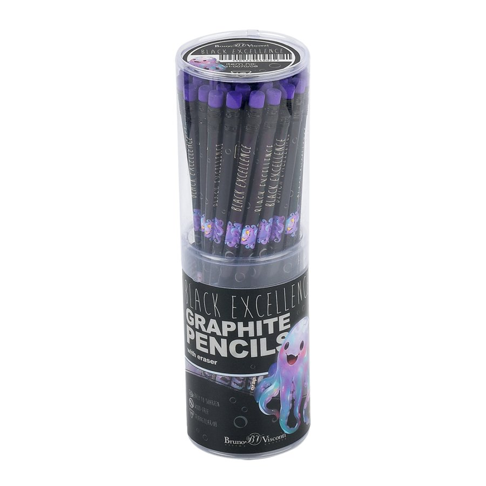 Карандаш простой "Black Excellence.Octopus", HB, пластик, с ластиком