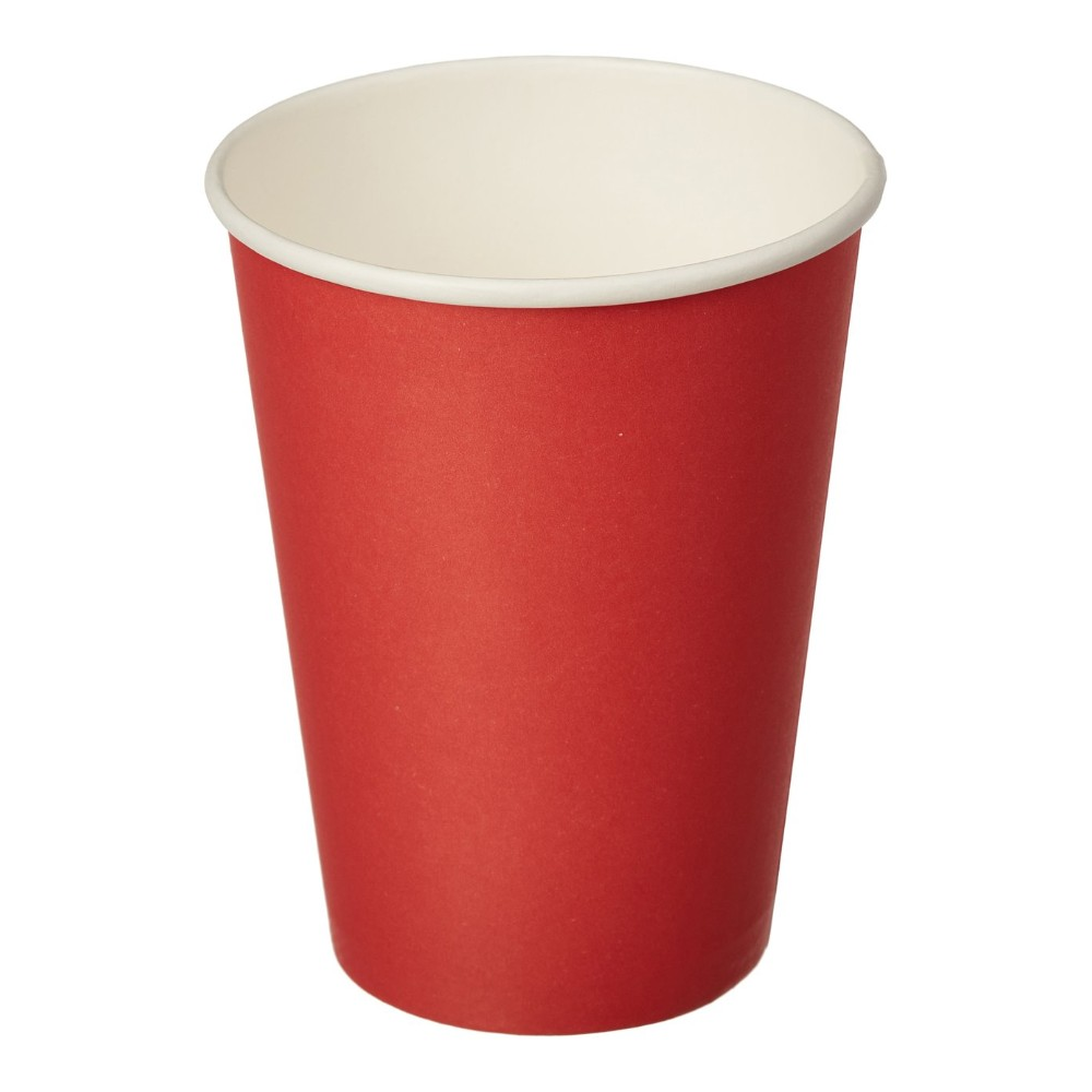 Стакан картонный 300 мл, 50 шт, 1 слой, красный