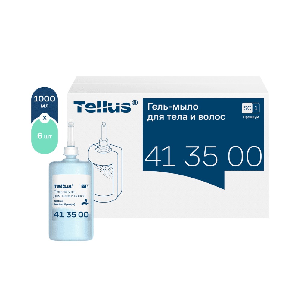Мыло-гель Tellus Премиум для тела и волос 1 л, SC1