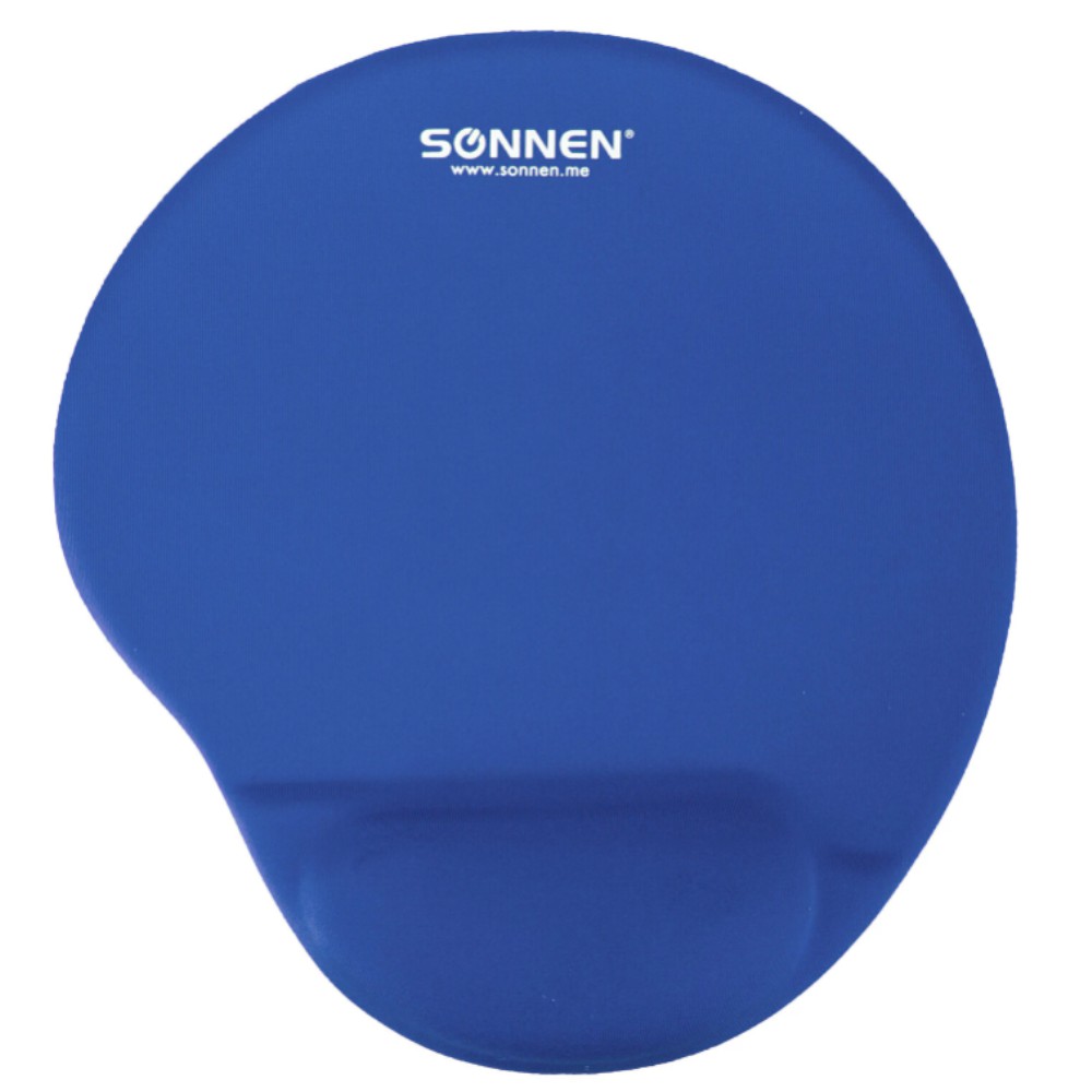 Коврик для мыши "Sonnen", 250х220х20 мм, полиуретан, лайкра, с подушкой под запястье, синий