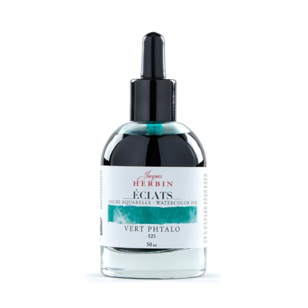 Чернила акварельные "Herbin. Eclats", фтало зеленый, 50 мл