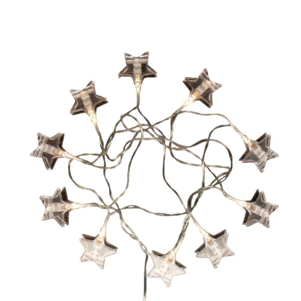 Гирлянда электрическая LED "Нить" с насадками "Прищепка Звезда", 2 м, тепло-белый