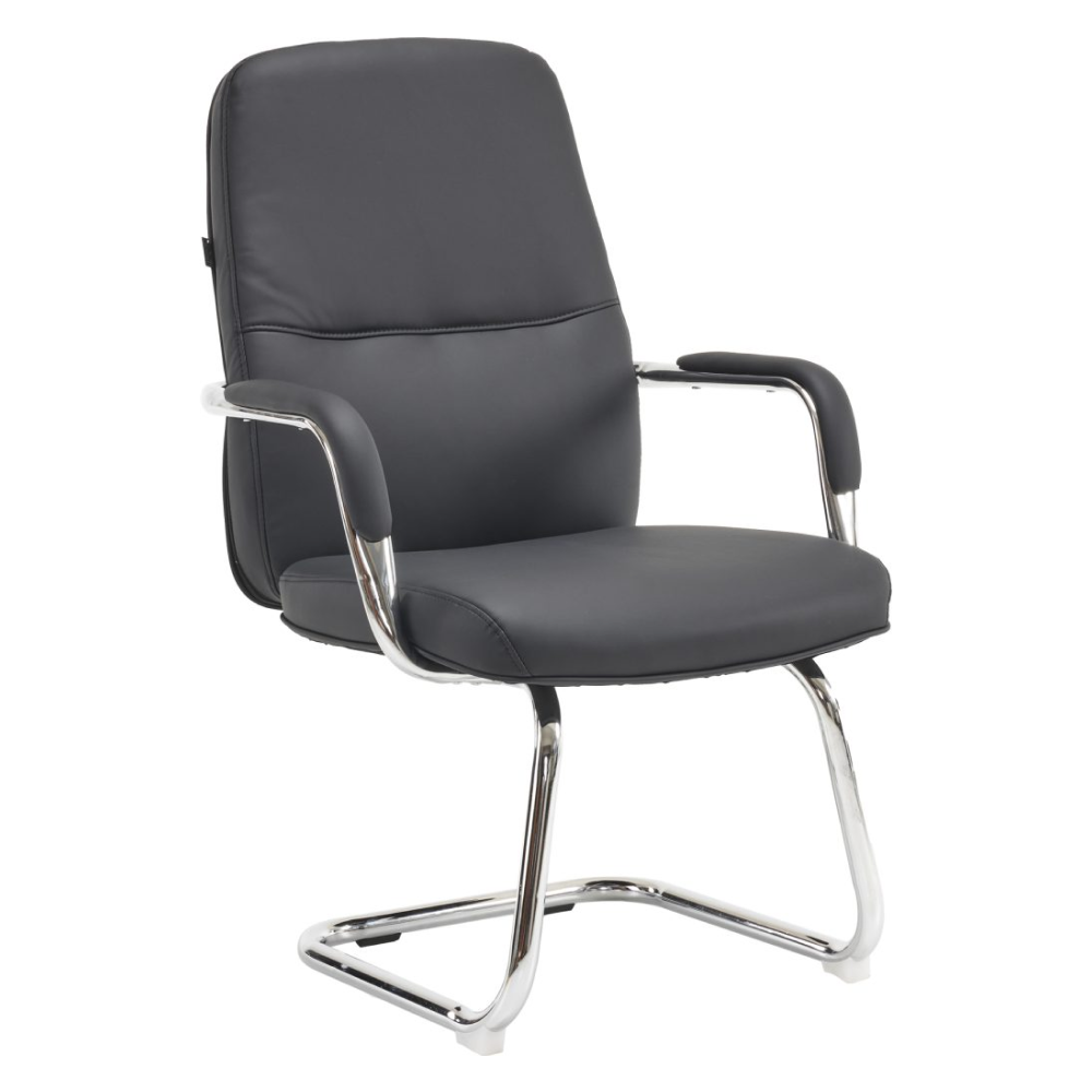 Кресло для посетителей EVERPROF "Vesta CF", экокожа, черный