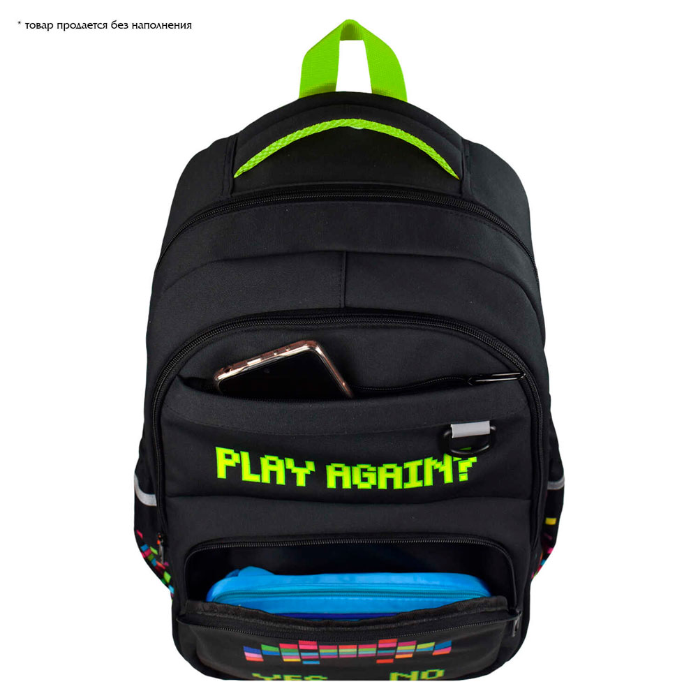 Рюкзак школьный "Цифровая атака", черный, зеленый - 4