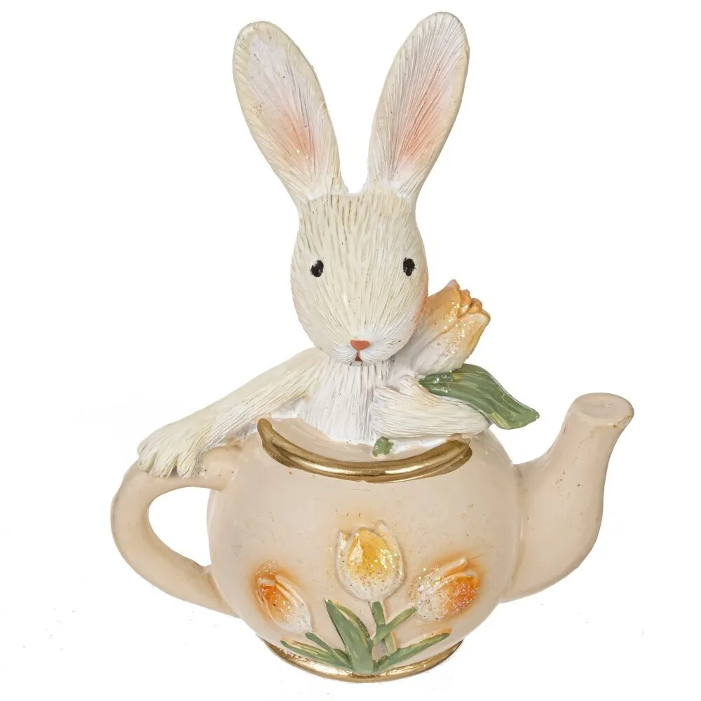 Фигурка "Заяц в чайнике", 8 x 5 x 10 см, бежевый