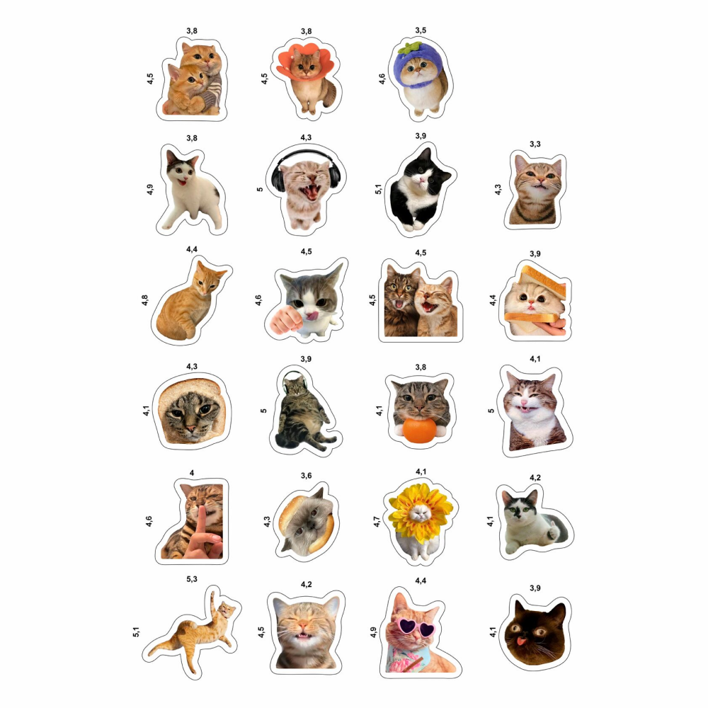 Набор наклеек объемных "Котики", А6, 4 листа, 23 шт