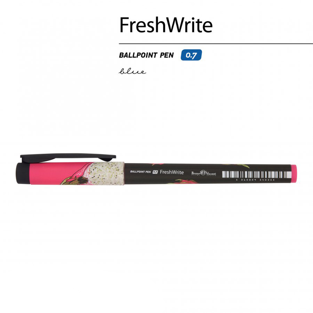 Ручка шариковая "FreshWrite. Питахайя", 0.7 мм, черный, розовый, стерж. синий