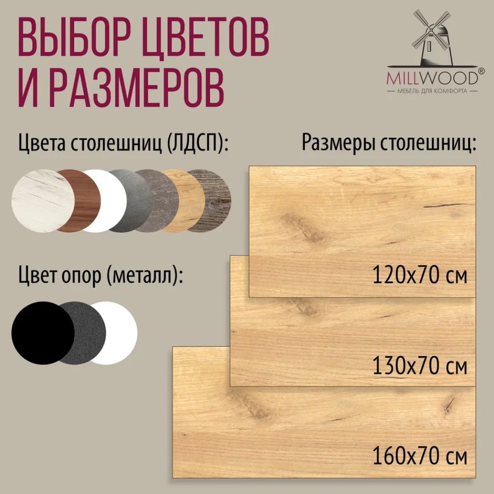 Стол письменный Millwood Лофт Сиэтл (ДТ-5), 1300х700 мм, дуб золотой крафт, белый - 11