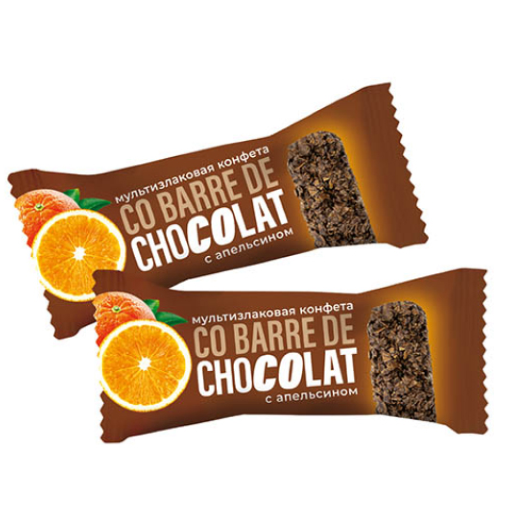 Конфеты "Co barre de CHOCOLAT" с апельсином, 135 гр, мультизлаковые