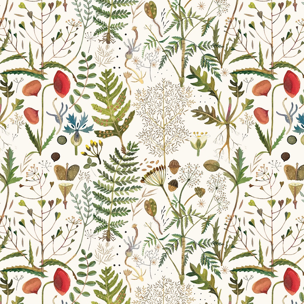 Бумага декоративная в рулоне "Flora. Луговые травы", 1 x 0,7 м