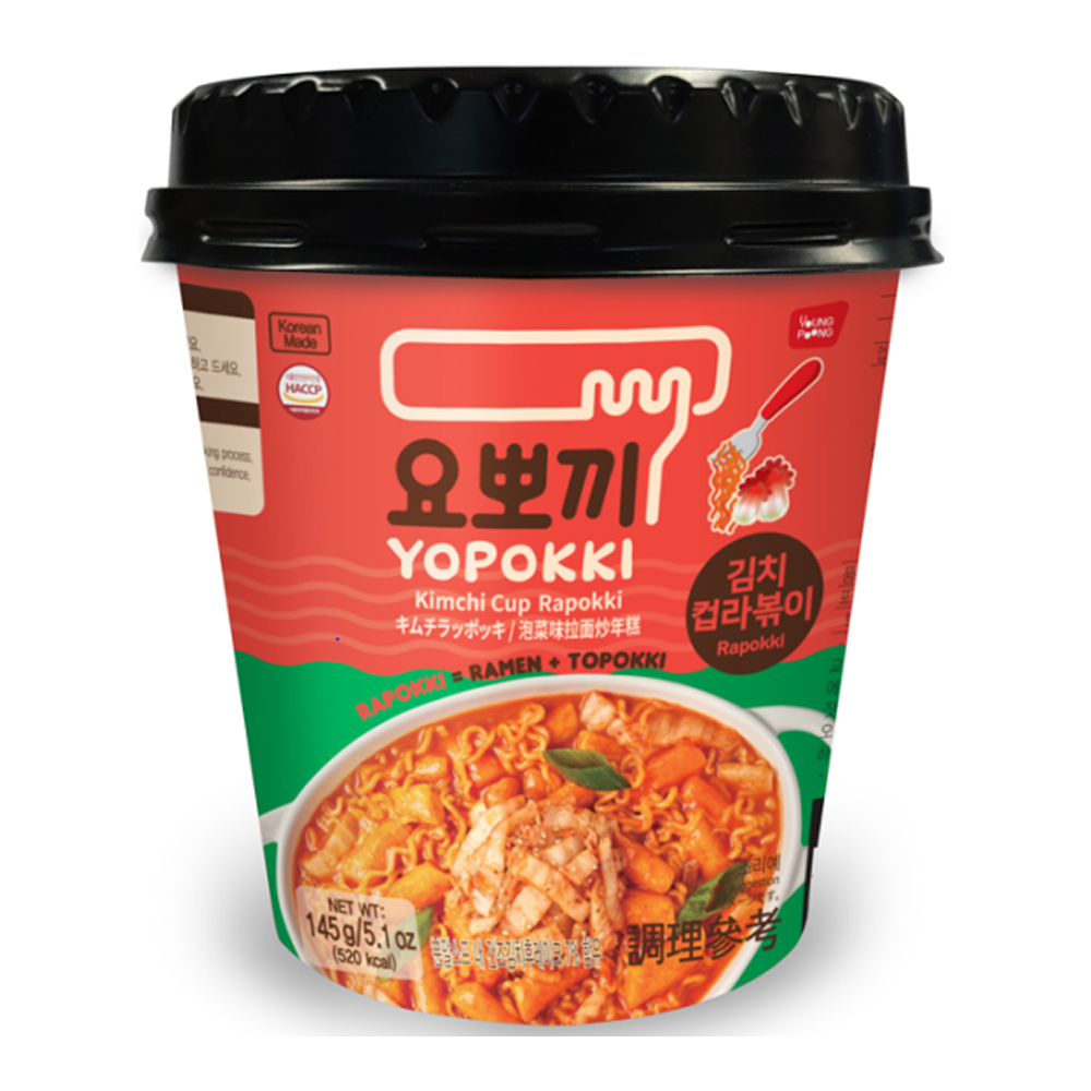 Рамен с рисовыми палочками "Yopokki. Kimchi Cup Rapokki" с кимчи, 145 гр 