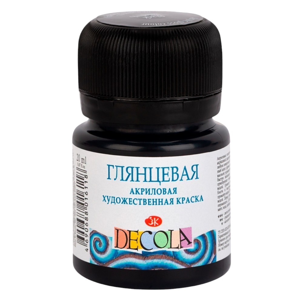 Краска акриловая глянцевая "Декола", 810 черная, 20 мл., банка