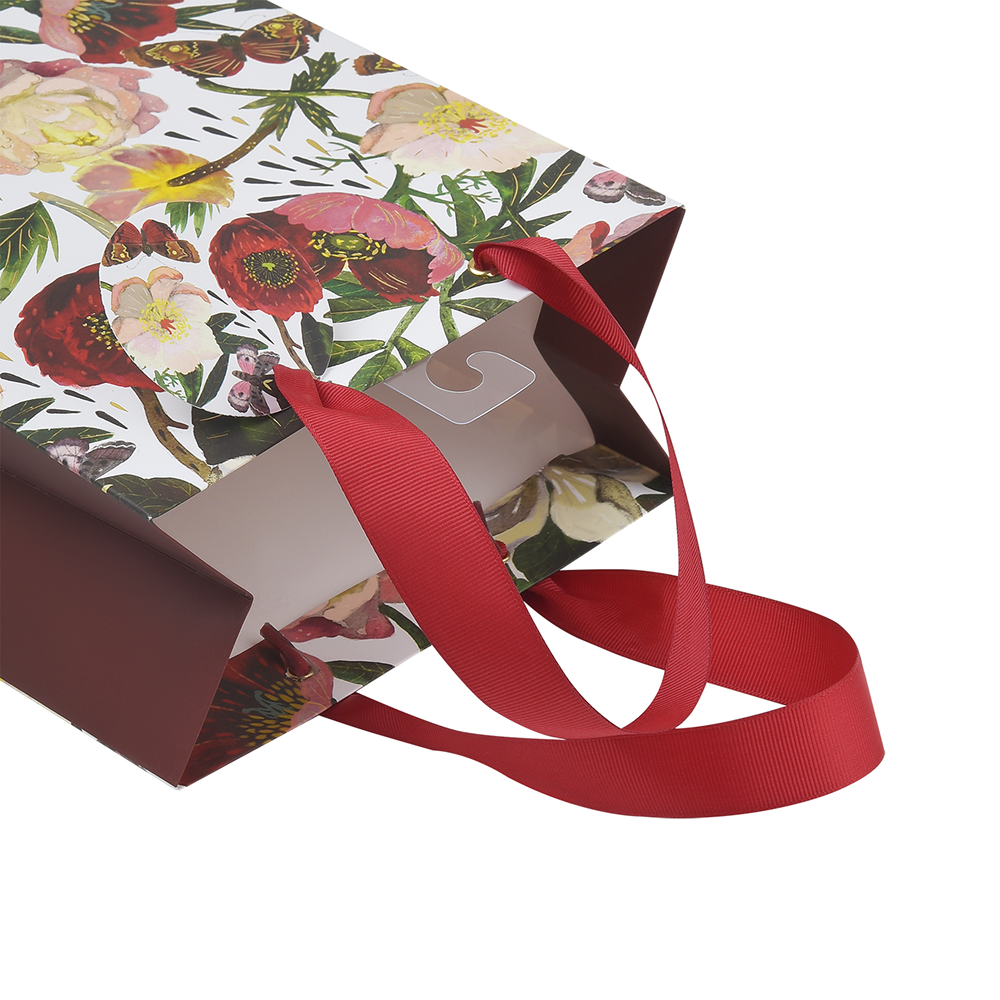 Пакет бумажный подарочный "Flora. Пионы", 18x23x10 см, белый, красный - 2