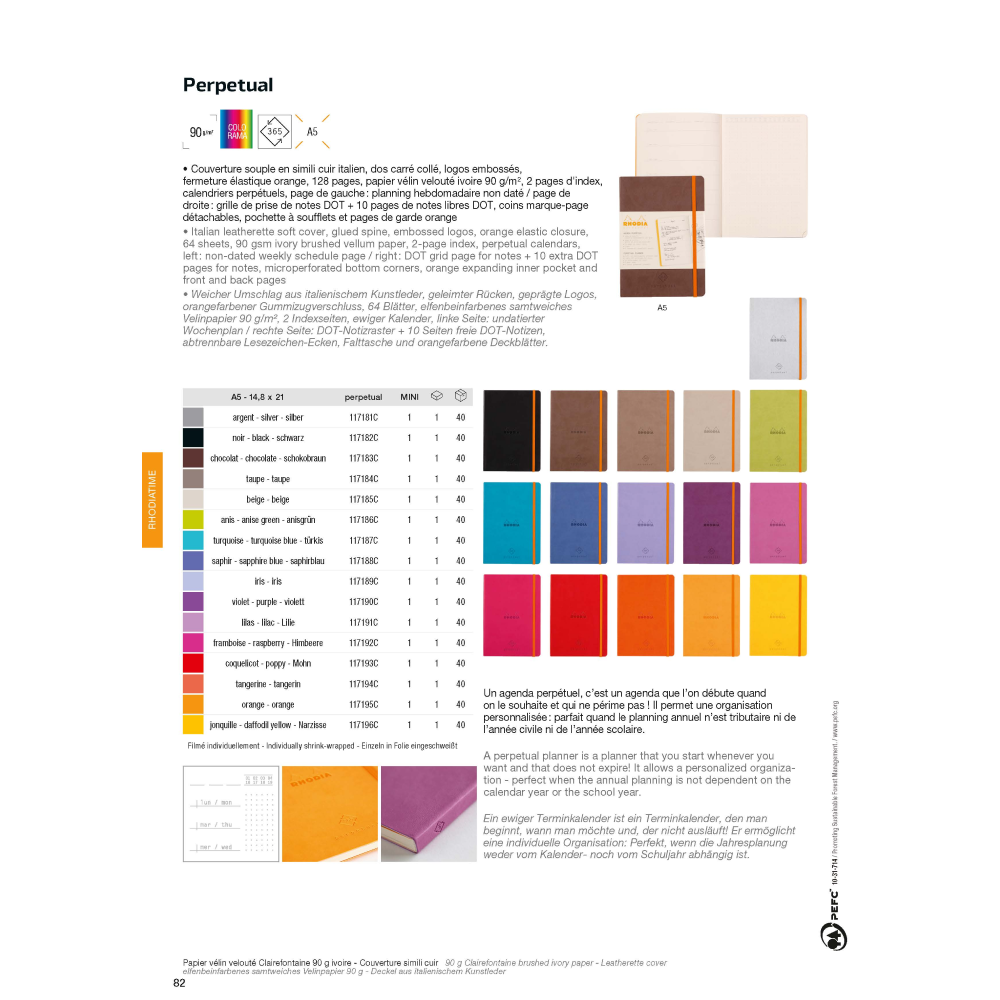 Еженедельник недатированный "Rhodiarama Perpetual", А5, 64 листа, светло-фиолетовый - 5