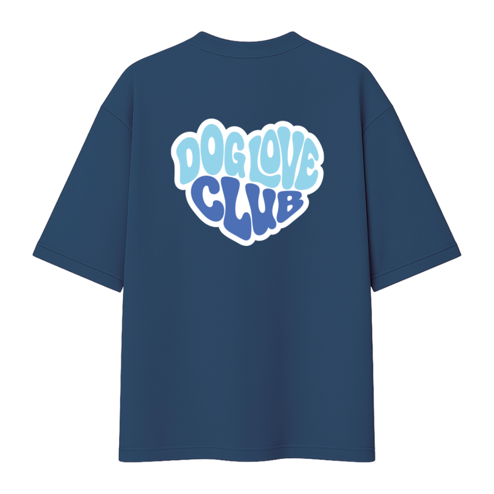 Футболка унисекс "Пудель. Dog love club", XS-S, хлопок, оверсайз, джинсовый