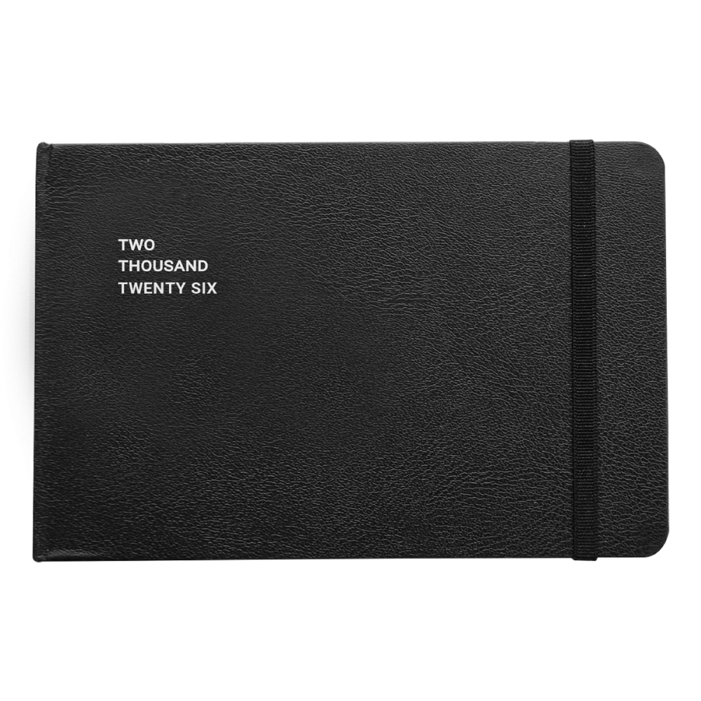 Еженедельник датированный "Monochrome" на 2026 год, А6, 128 страниц, на резинке, черный