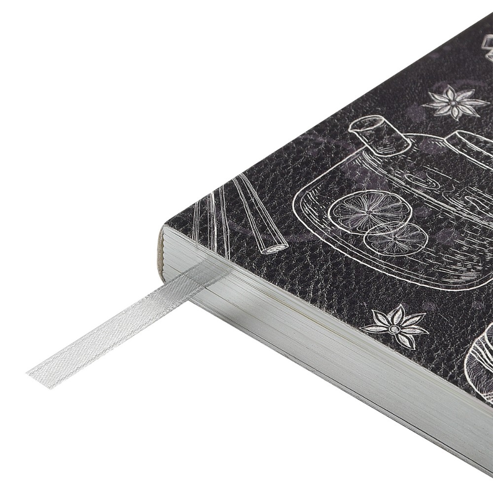 Ежедневник недатированный "Caffe Nero. Time",  A6, 256 страниц, линейка, кожзам, черный, срез серебрянный - 4