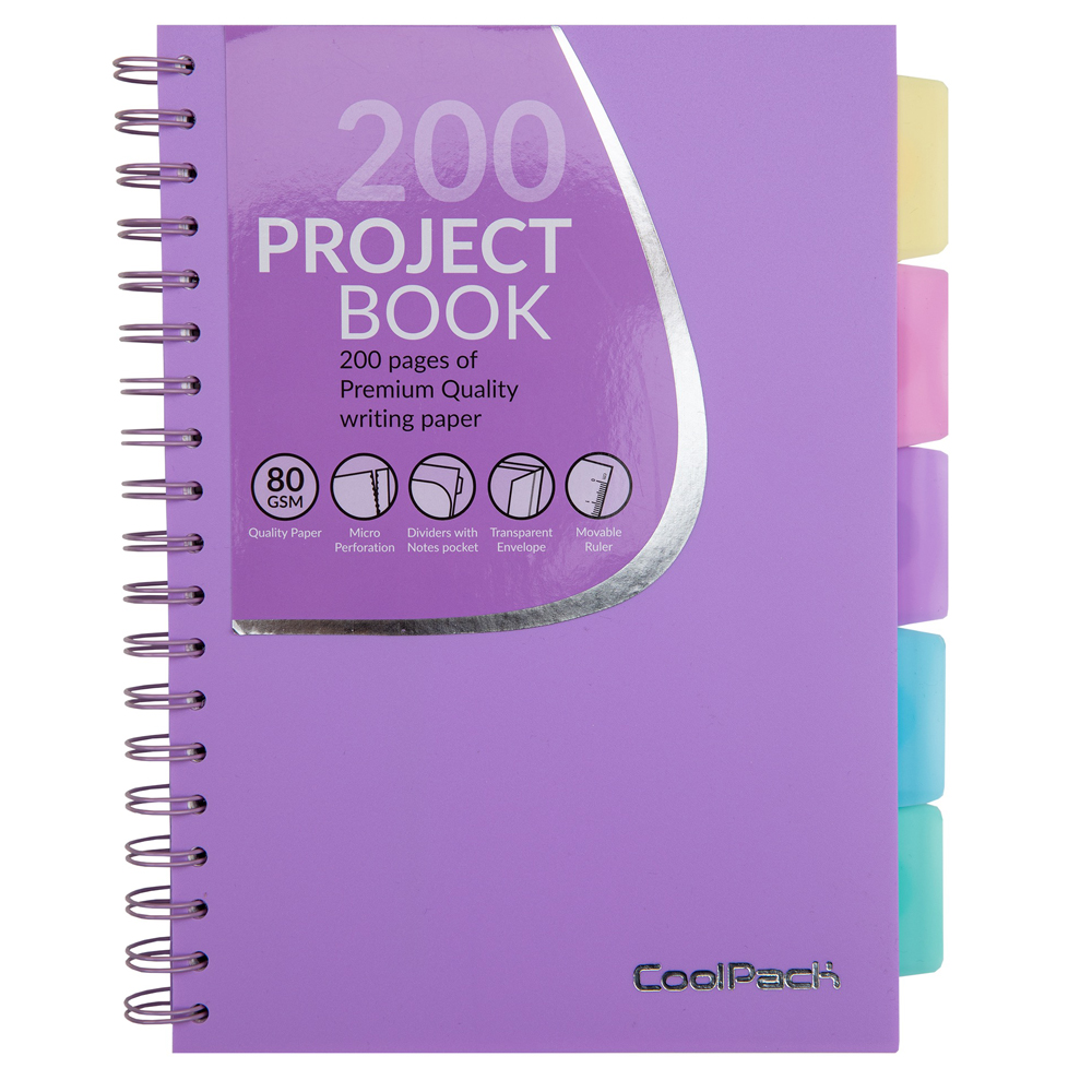 Тетрадь на спирали "Pastel" с разделителем, А4, 100 листов, фиолетовый