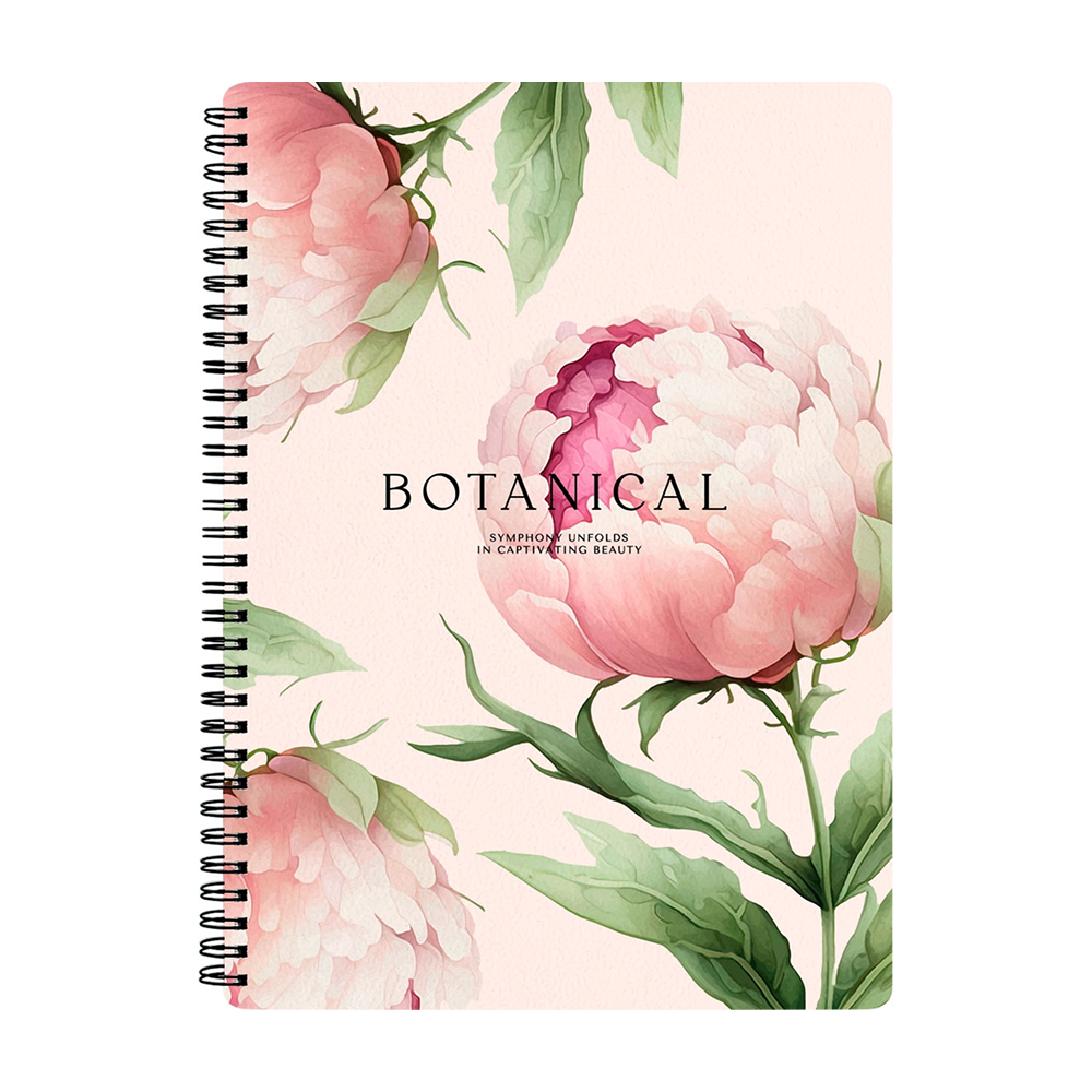 Тетрадь "Peony", A5, 96 листов, клетка, спираль сбоку, пудровый