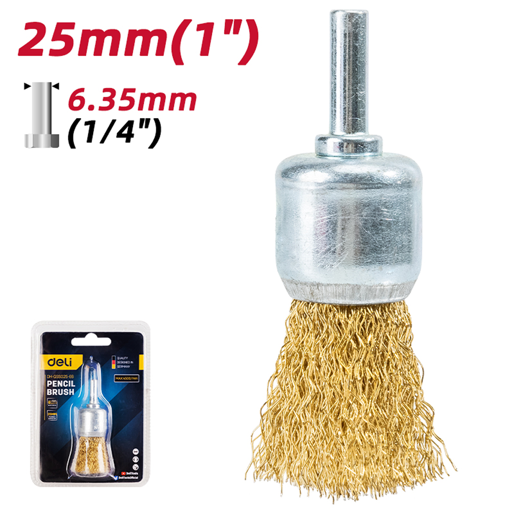 Щетка для дрели Deli YS EDH-GSS025-E6, плоская, проволочная - 3