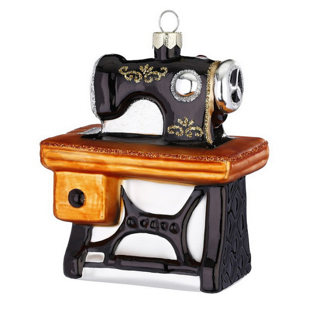 Украшение елочное "Швейная машинка", 9 см, стекло, разноцветный