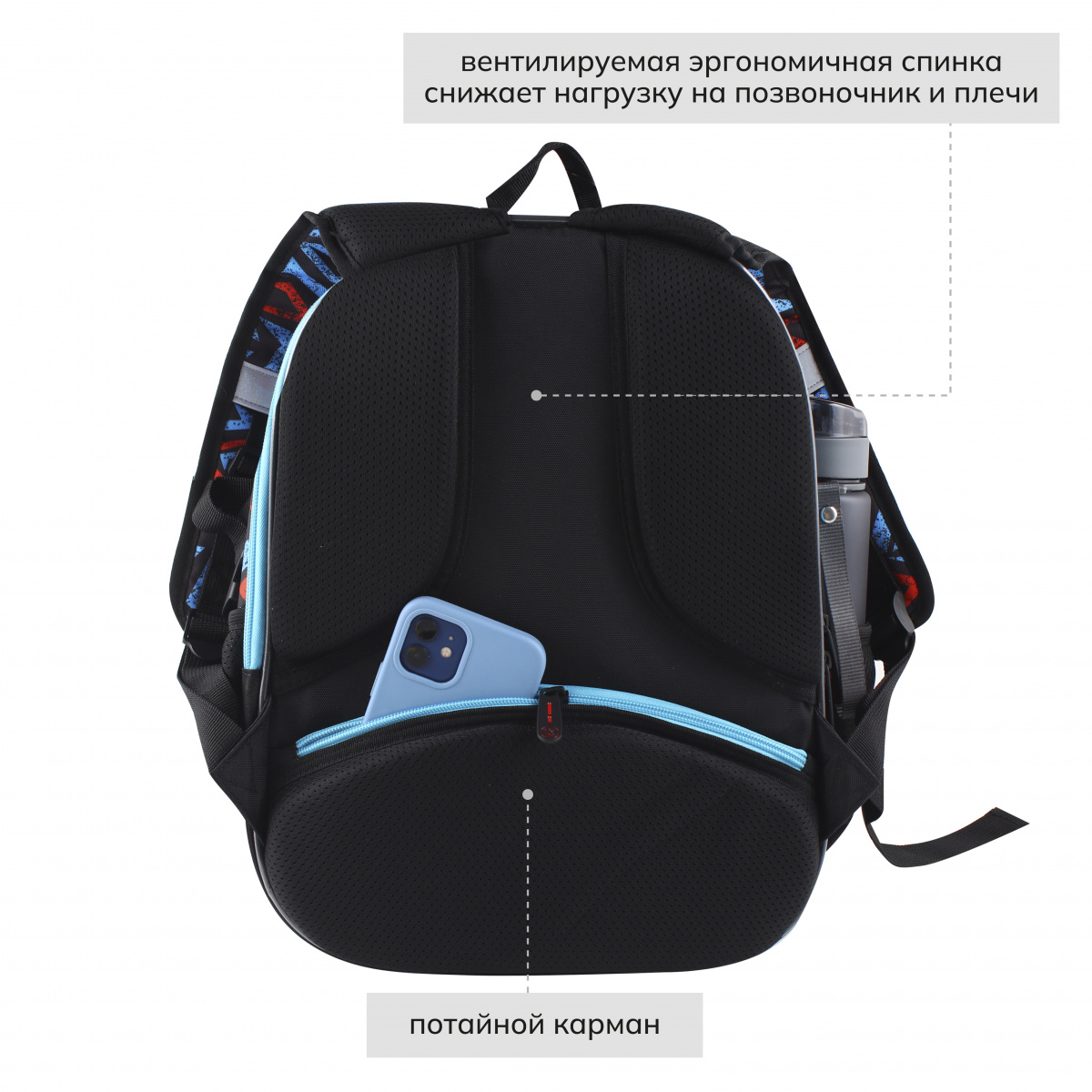 Рюкзак школьный "Comfort Light. Shark Attack", разноцветный - 4