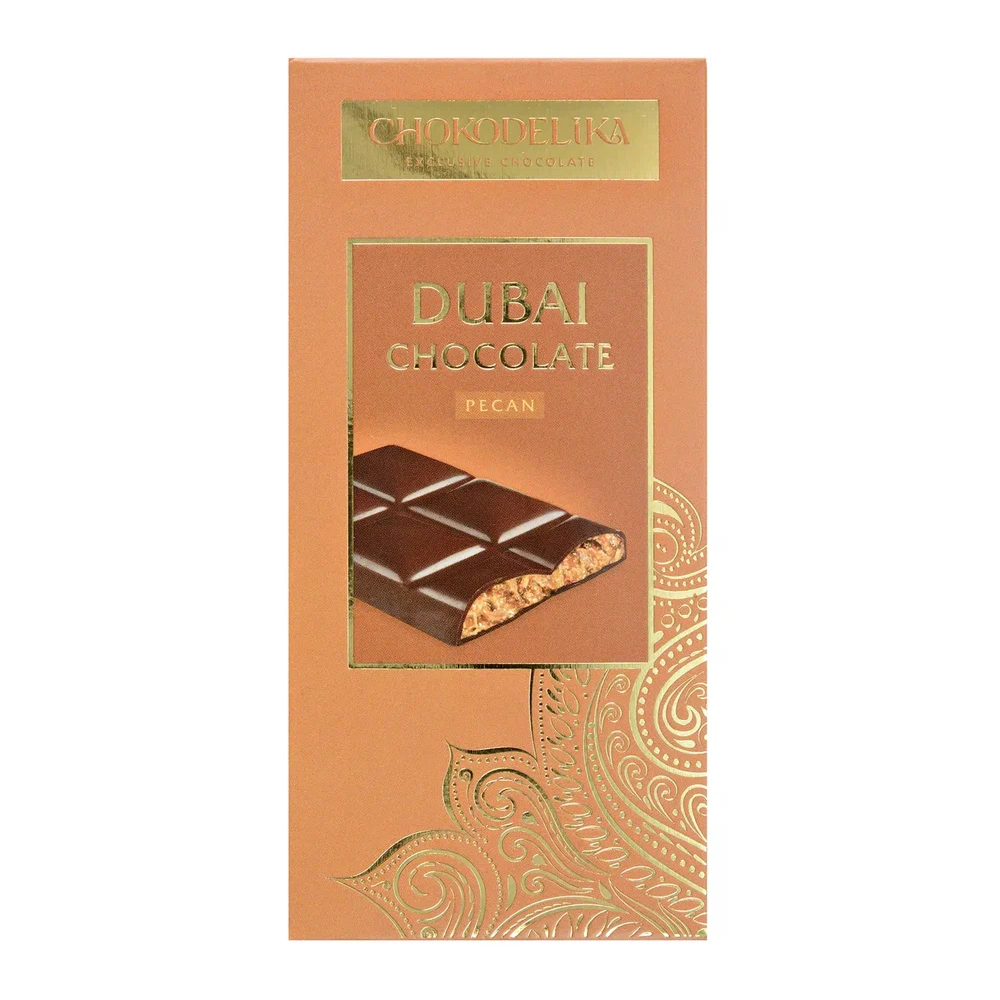 Шоколад темный "Dubai Pecan" с начинкой из пекана, 50 гр 