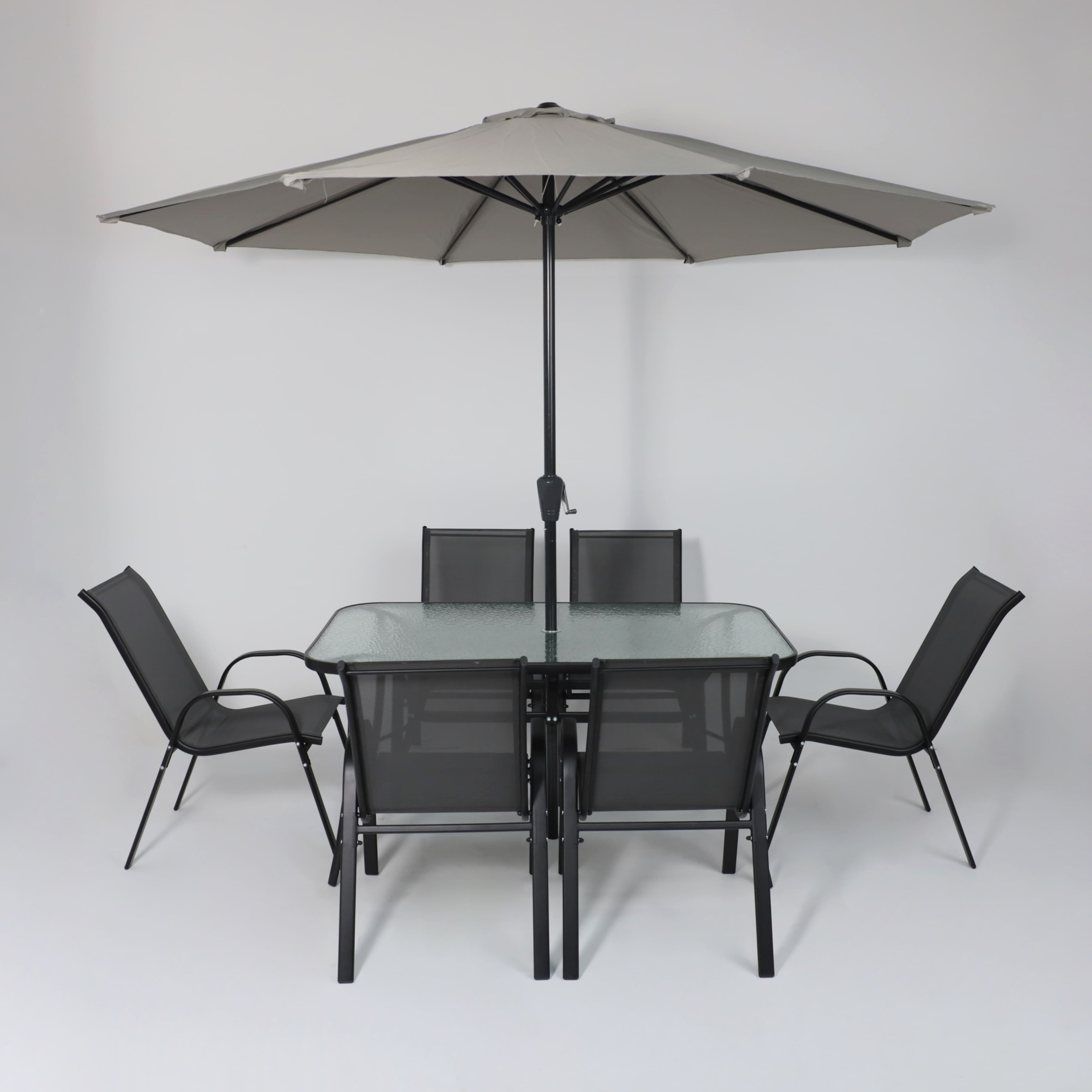 Комплект мебели садовой AksHome SUNBEAM (стол 1 шт, 6 кресел, зонт 1 шт), серый, черный - 12