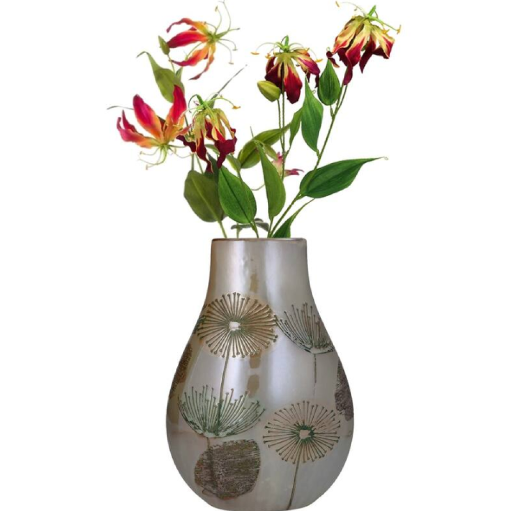 Ваза "Одуванчик", фаянс, серый, коричневый