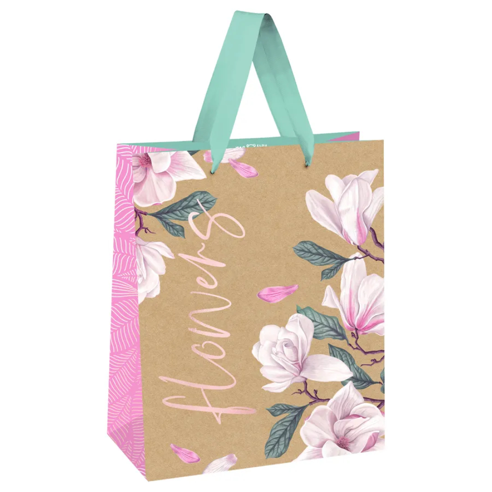 Пакет "Flowers",11x14x6,5 см, фольга, крафт