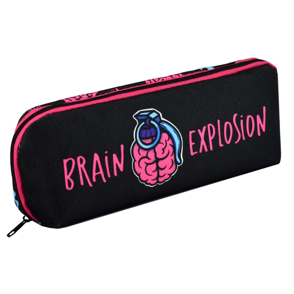 Пенал Феникс+ "Взрыв мозга", 1 отделение, черный, розовый