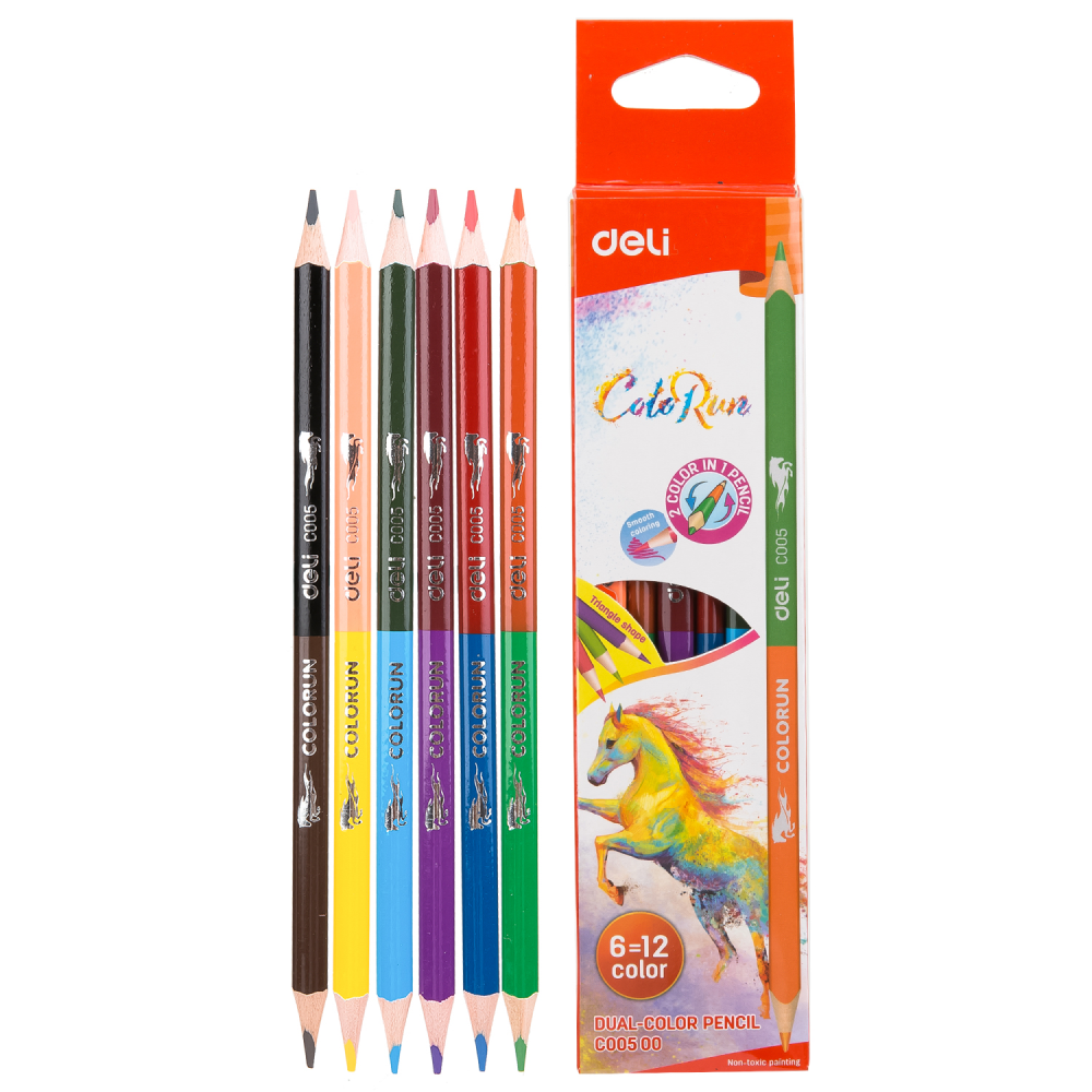 Цветные карандаши "ColoRun", двусторонние, 12 цветов