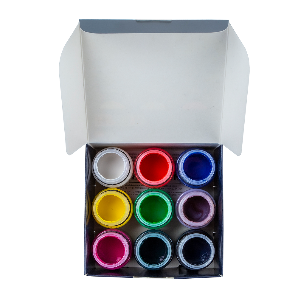 Краска акриловая по стеклу и керамике "Декола", набор 9 цветов, 20 мл, банки - 7