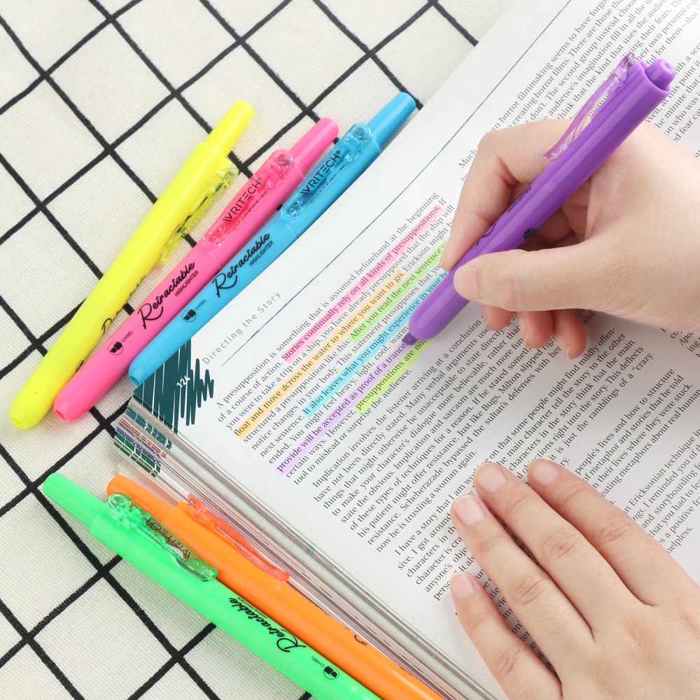 Маркер текстовый автоматический "Retractable", розовый - 4