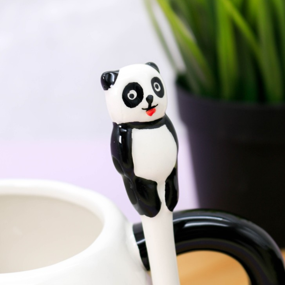 Кружка "Funny panda", керамика, 450 мл, черный, с ложкой