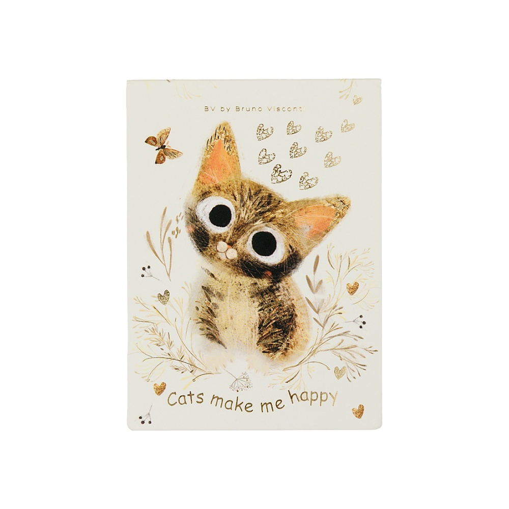 Блокнот "Love me. Милый котик", A6, 250 листов, нелинейный, склейка сверху, бежевый, золотой