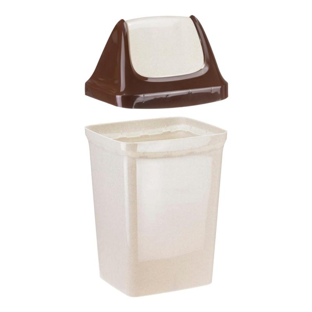 Урна для мусора 25л «СВИНГ», пластик, с крышкой, бежевый мрамор - 6