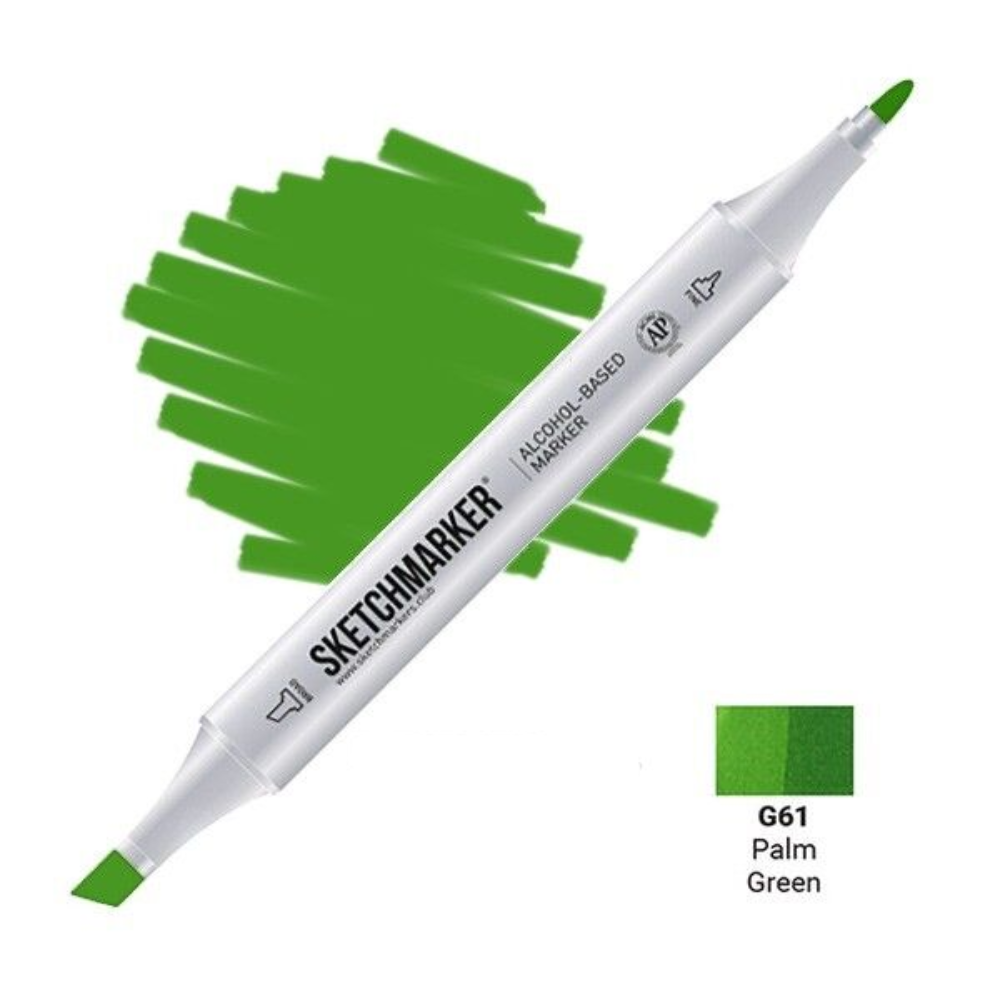 Маркер перманентный двусторонний "Sketchmarker", G61 зеленая пальма