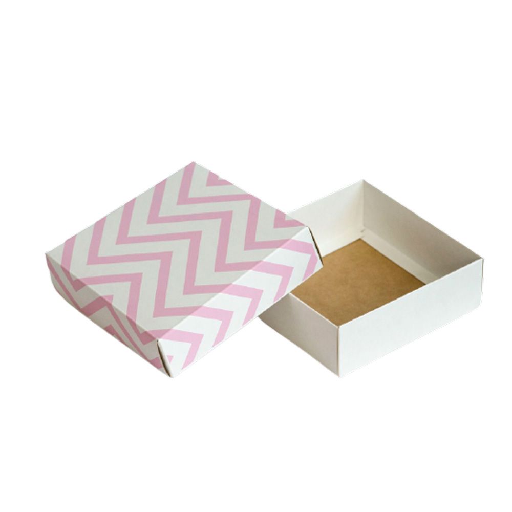 Коробка подарочная "Зигзаг", 12x12x4 см, розовый, белый