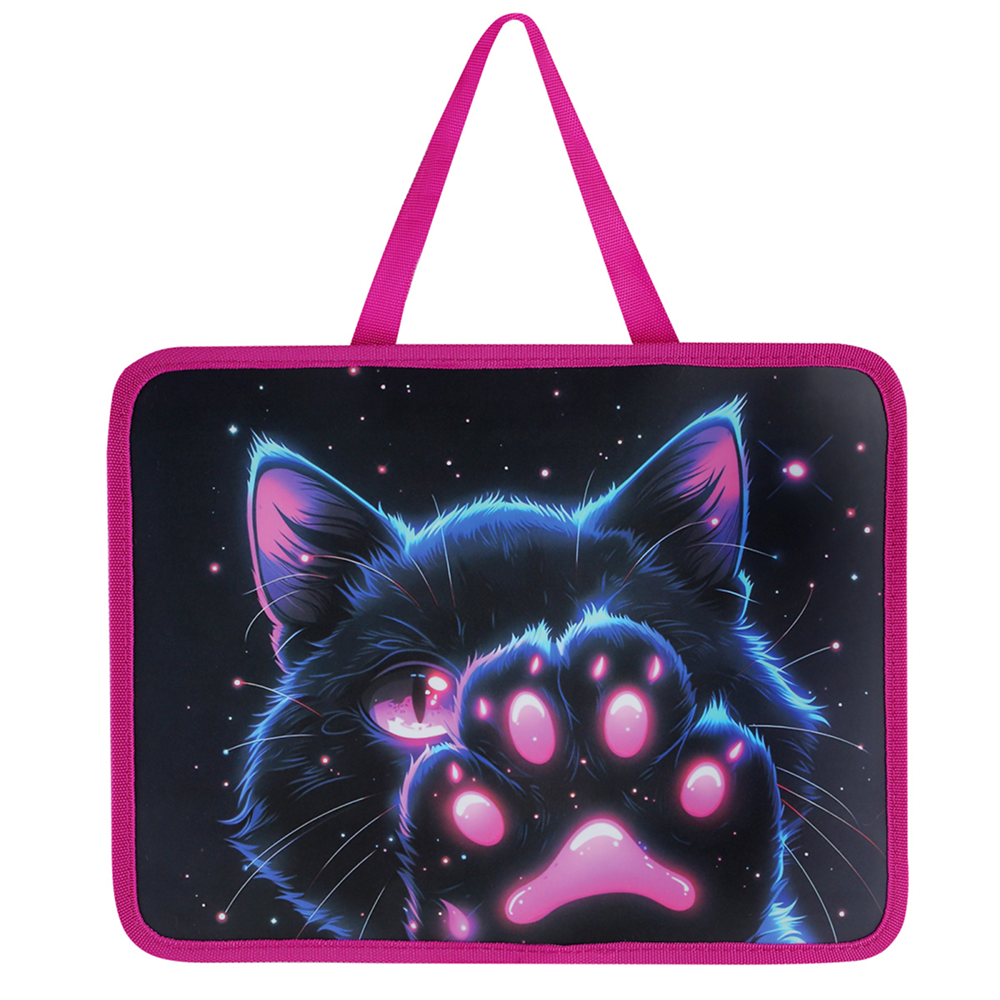 Папка для тетрадей "Cosmo Cat", 26х33 см, молния, пластик, черный, розовый