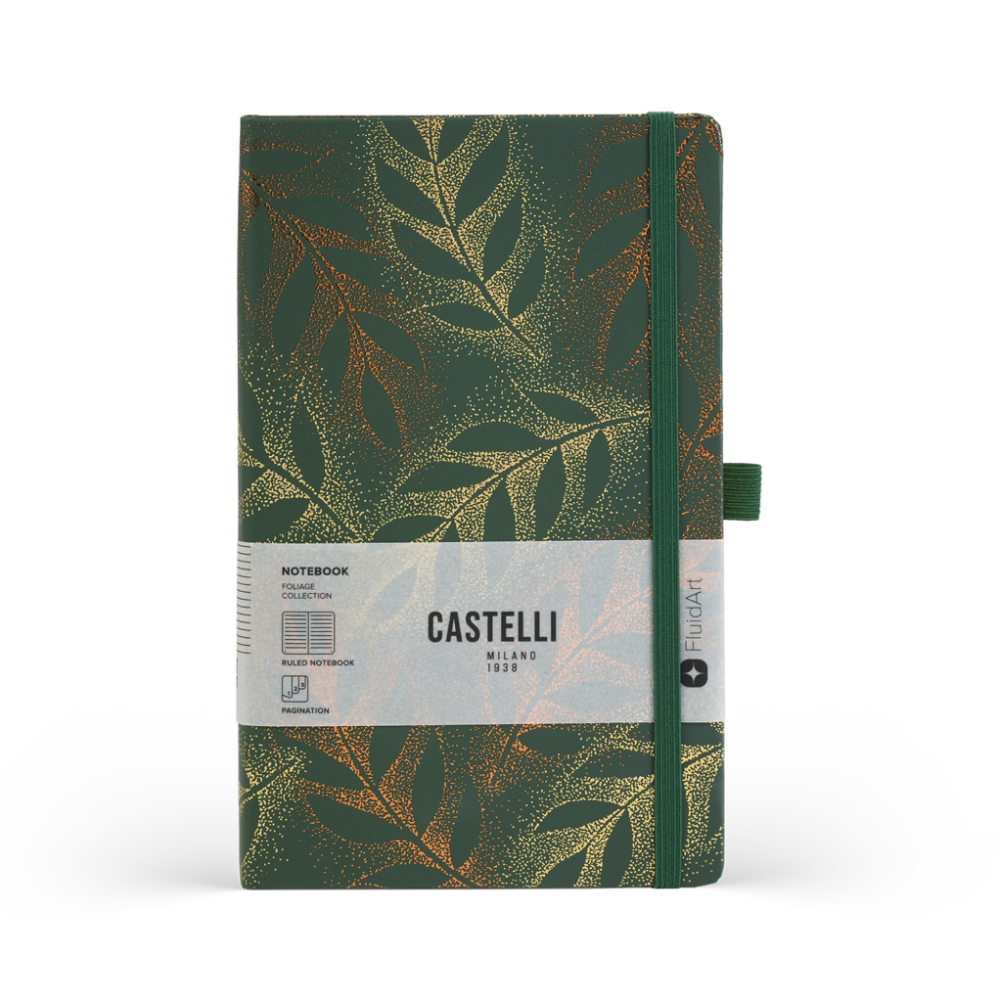 Блокнот "Foliage robinia", А5, 96 листов, линейка, на резинке, зеленый